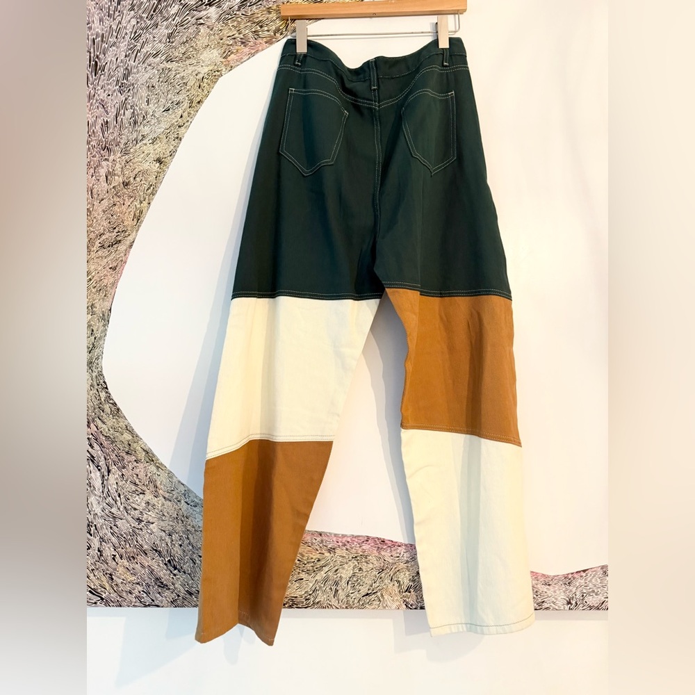 NWT CIDER Denim Mid Rise Patchy Wide Leg Trousers XL - Picture 4 of 4